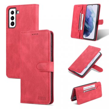 AZNS Samsung Galaxy S21 Plus Wallet Magnetic Kickstand Case Red