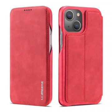 LC.IMEEKE iPhone 13 Mini Wallet Card Slot Magnetic Case Red