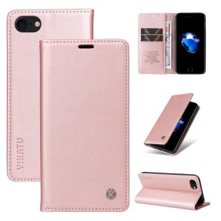YIKATU iPhone SE3/SE2/8/7 Wallet Kickstand Magnetic Case Rose Gold