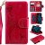 iPhone 12 Pro Max Embossed Girl Cat 9 Card Slots Wallet Stand Case Red