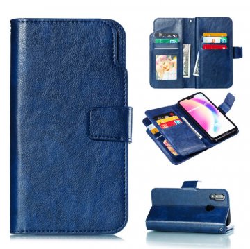 Huawei P20 Lite Wallet 9 Card Slots Stand Leather Case Blue