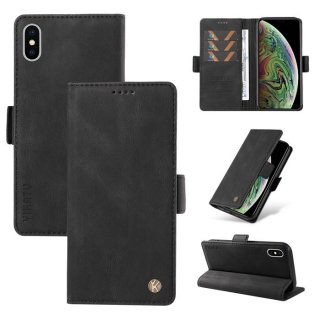 YIKATU iPhone XS Max Skin-touch Wallet Kickstand Case Black