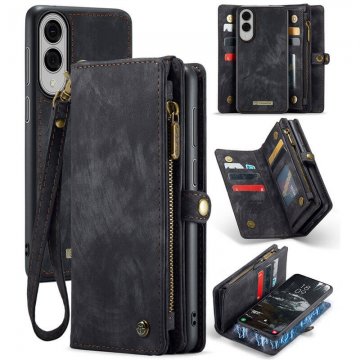 CaseMe Samsung Galaxy S25 Edge Wallet Magnetic Case with Wrist Strap Black