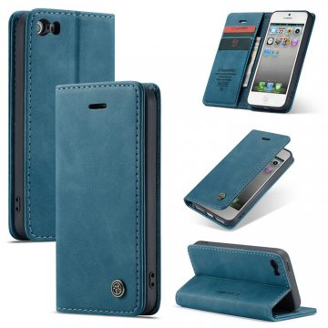 CaseMe iPhone SE/5S Retro Wallet Stand Magnetic Case Blue