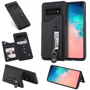 Samsung Galaxy S10 Wallet Magnetic Shockproof Cover Black