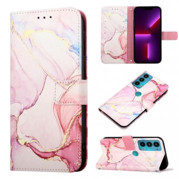 Marble Pattern Motorola Edge 20 Wallet Case Rose Gold