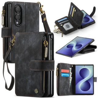 CaseMe Samsung Galaxy Z Fold8 Wallet Case with Zipper Pocket & Wireless Charging Black