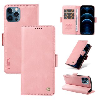 YIKATU iPhone 13 Pro Max Skin-touch Wallet Kickstand Case Pink
