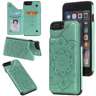 iPhone 7 Plus/8 Plus Embossed Wallet Magnetic Stand Case Green