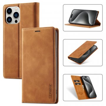 LC.IMEEKE Wallet Magnetic Stand Leather Phone Case Brown