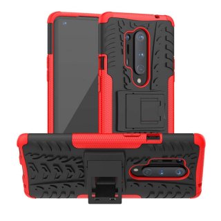 OnePlus 8 Pro Hybrid Rugged PC + TPU Kickstand Case Red