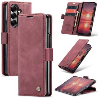 CaseMe Samsung Galaxy Z Fold7 Wallet Magnetic Suede Leather Case Red