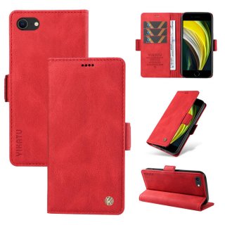 YIKATU iPhone 7/8/SE 2020/SE 2022 Skin-touch Wallet Kickstand Case Red