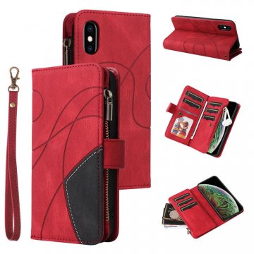iPhone X/XS Zipper Wallet Magnetic Stand Case Red