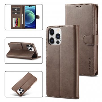 LC.IMEEKE iPhone 14 Pro Wallet Magnetic Stand Case Coffee