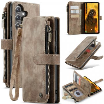 CaseMe Samsung Galaxy S23 FE Wallet Kickstand Case with Wrist Strap Coffee