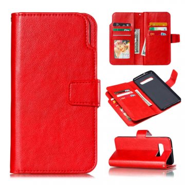 Samsung Galaxy S10 Plus Wallet 9 Card Slots Stand Case Red