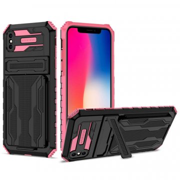 iPhone XS Max Card Slot Kickstand Shockproof Case Pink