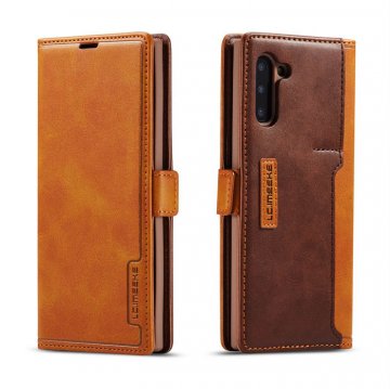 LC.IMEEKE Samsung Galaxy Note 10 Wallet Magnetic Stand Case with Card Slots Brown