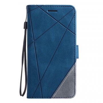 iPhone XR Wallet Splicing Kickstand PU Leather Case Blue