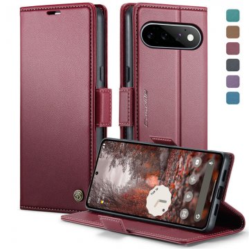 CaseMe Google Pixel 11/Pixel 11 Pro RFID Wallet Case with Magnetic Buckle & Wireless Charging Red