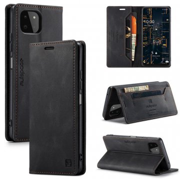 Autspace Samsung Galaxy A22 5G Wallet Magnetic Case Black