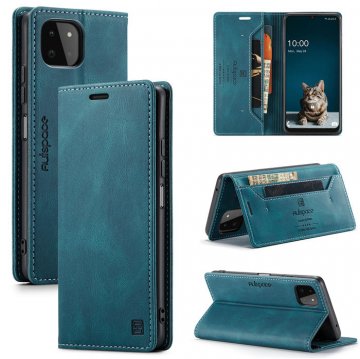 Autspace Samsung Galaxy A22 5G Wallet Magnetic Case Blue