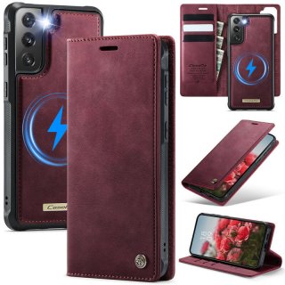 CaseMe Samsung Galaxy S21 2-in-1 Magnetic Wallet Case – Wireless Charging & RFID Blocking Red