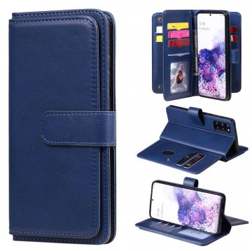 Samsung Galaxy S20 Plus Multi-function 10 Card Slots Wallet Case Dark Blue