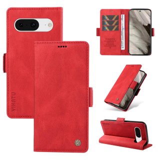 YIKATU Google Pixel 8 Skin-touch Wallet Kickstand Case Red