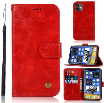 iPhone 12 Mini Premium Vintage Wallet Kickstand Case Red