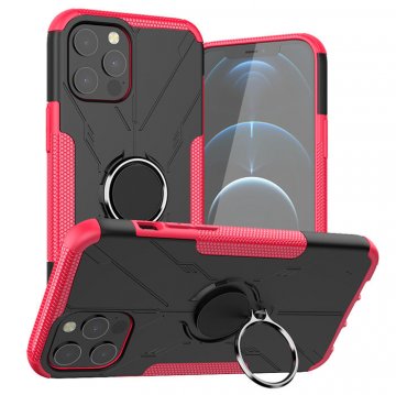 iPhone 12 Pro Max Hybrid Rugged PC + TPU Ring Kickstand Case Rose