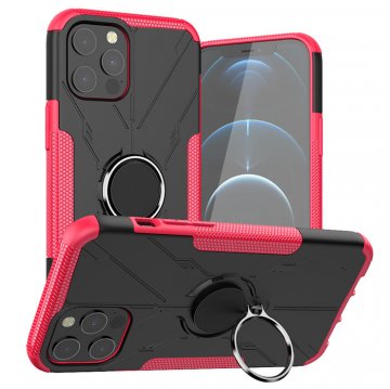 iPhone 12/12 Pro Hybrid Rugged PC + TPU Ring Kickstand Case Rose