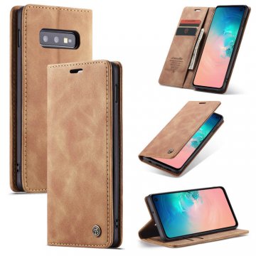CaseMe Samsung Galaxy S10e Wallet Magnetic Flip Case Brown