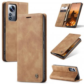 CaseMe Xiaomi 12 Lite Wallet Kickstand Magnetic Case Brown