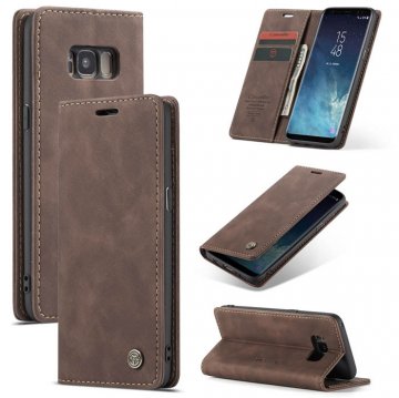 CaseMe Samsung Galaxy S8 Wallet Kickstand Magnetic Case Coffee