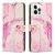 Marble Pattern iPhone 14 Pro Max Wallet Stand Case Rose Gold