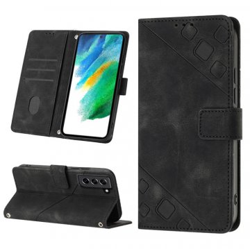Skin-friendly Samsung Galaxy S21 FE Wallet Stand Case with Wrist Strap Black