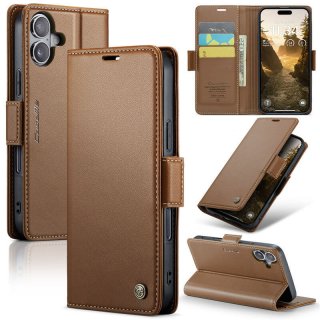 CaseMe iPhone 17 Wallet RFID Blocking Magnetic Buckle Case Brown
