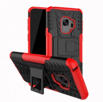 Samsung Galaxy S9 Hybrid Rugged PC + TPU Kickstand Case Red