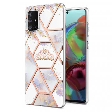 Samsung Galaxy A71 Flower Pattern Marble Electroplating TPU Case Crown