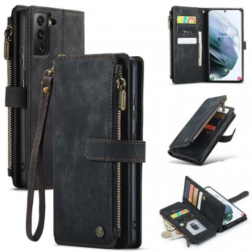 CaseMe Samsung Galaxy S21 FE Wallet Kickstand Retro Case Black