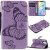 iPhone 12 Mini Embossed Butterfly Wallet Magnetic Stand Case Purple