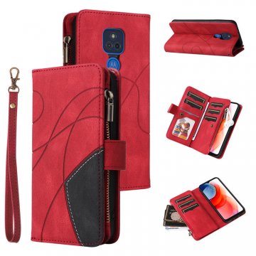 Moto G Play 2021 Zipper Wallet Magnetic Stand Case Red