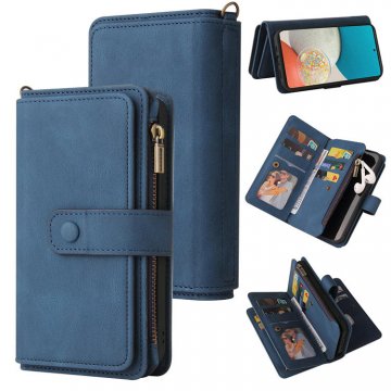 For Samsung Galaxy A53 5G Wallet 15 Card Slots Case with Wrist Strap Blue