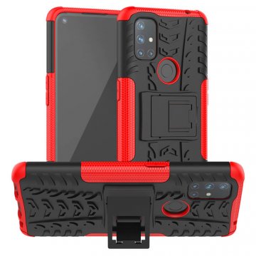 OnePlus Nord N10 5G Hybrid Rugged PC + TPU Kickstand Case Red