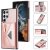 Crossbody Zipper Wallet Samsung Galaxy S22 Ultra Case With Strap Rose Gold