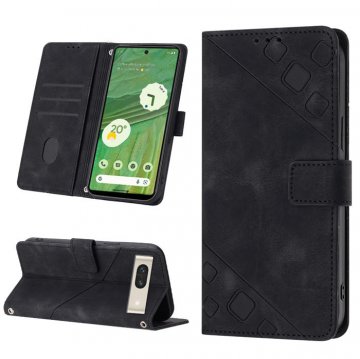 Skin-friendly Google Pixel 7 Wallet Stand Case with Wrist Strap Black