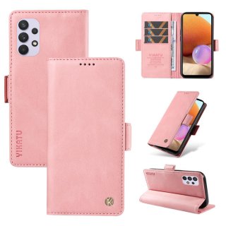 YIKATU Samsung Galaxy A32 4G Skin-touch Wallet Kickstand Case Pink