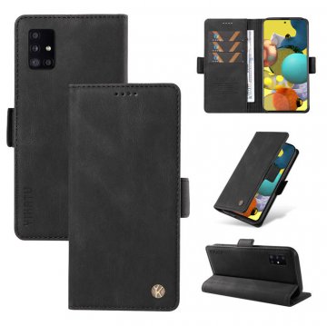 YIKATU Samsung Galaxy A51 5G Skin-touch Wallet Kickstand Case Black